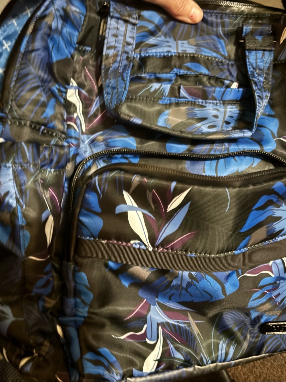lug Black and Blue Floral Backpack with Purple Accents